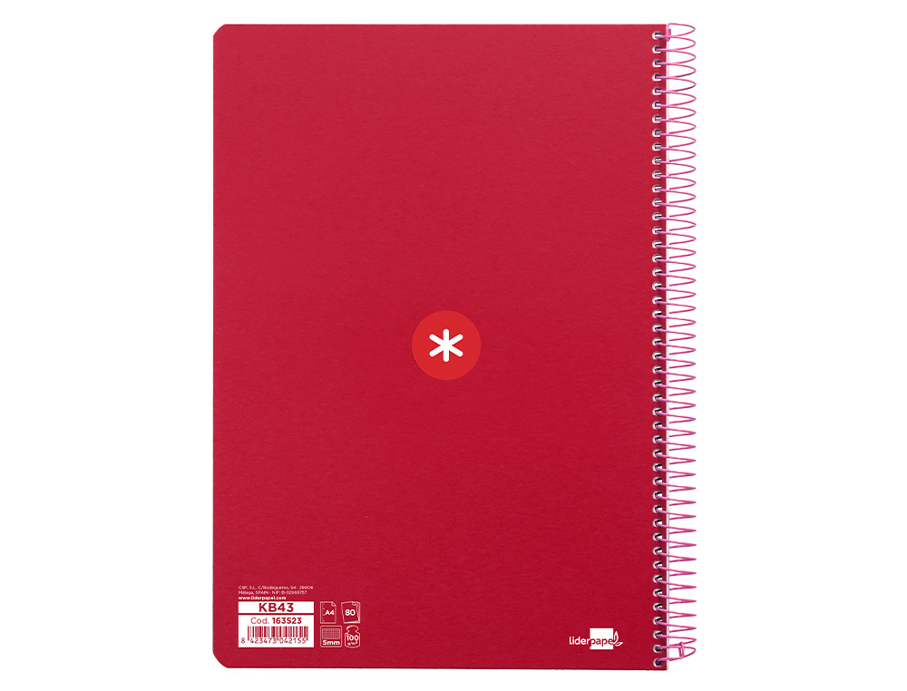 Caderno espiral liderpapel a4 micro antartik capa dura 80f 100 gr quadricula 5mm sem bandas 4 furos cor framboesa ( Imagem 3 de 12 ) - Preview