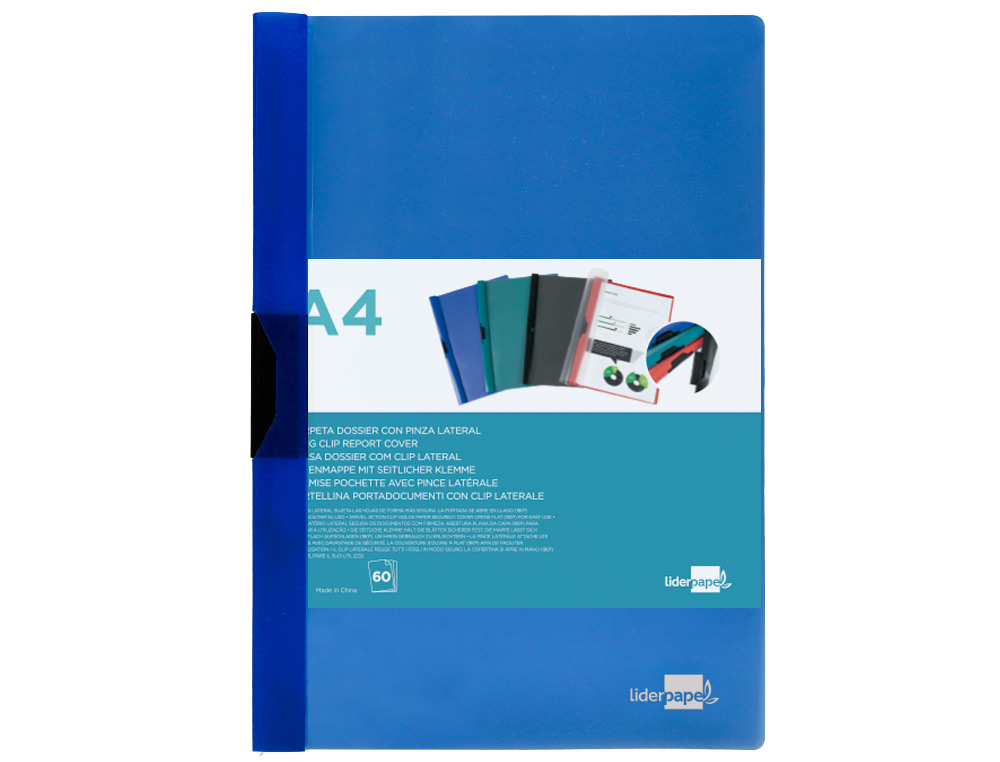 Bolsa dossier liderpapel com clip lateral din a4 vermelho azul translucido 60 folhas ( Imagem 2 de 11 ) - Preview