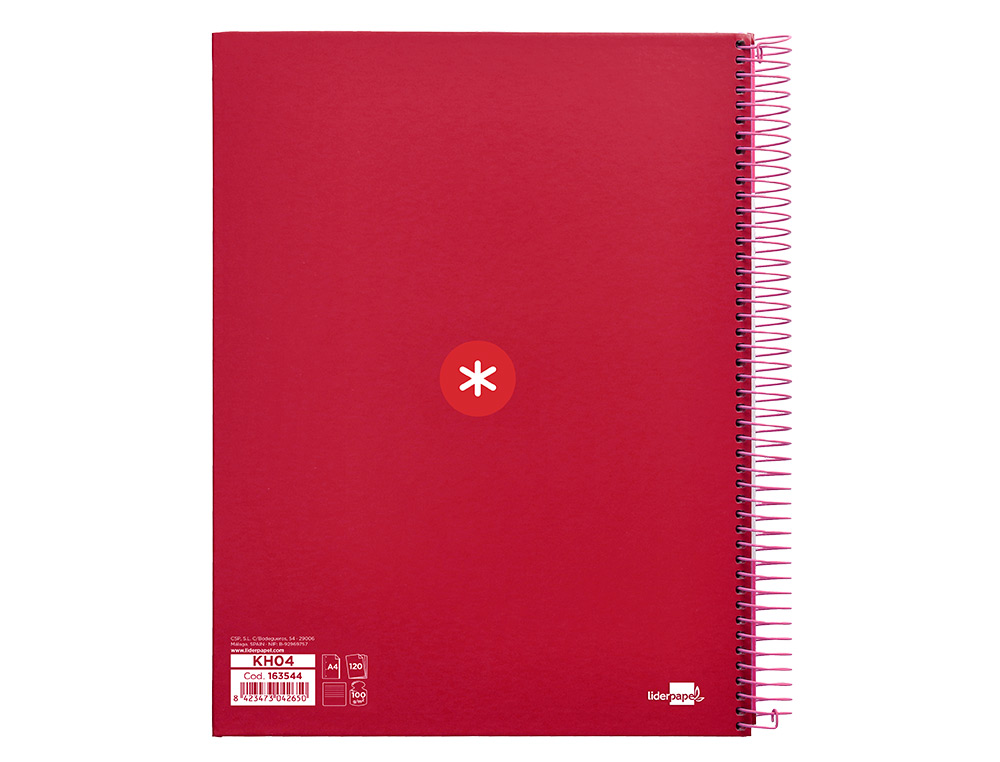 Caderno espiral liderpapel a4 micro antartik capa forrada 120f 100 gr horizontal 5 bandas 4 furos cor framboesa ( Imagem 3 de 11 ) - Preview