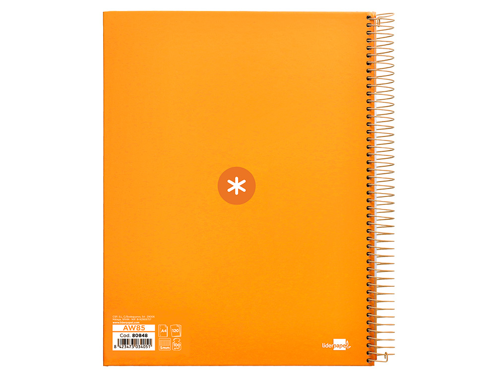 Caderno espiral liderpapel a4 micro antartik tapa forrada120h 100 gr cuadro 5mm 5 banda4 tal. color mostaza -eci ( Imagem 3 de 11 ) - Preview