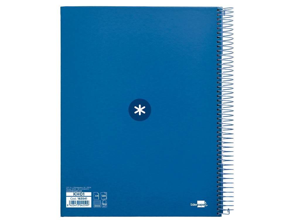 Caderno espiral liderpapel a4 micro antartik capa forrada 120f 100 gr quadricula 5mm 5 bandas 4 furos cor azul escuro ( Imagem 3 de 11 ) - Preview
