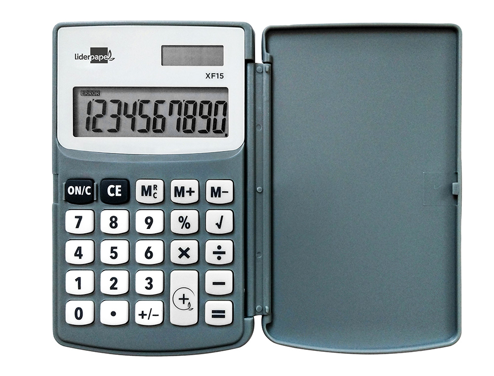 Calculadora liderpapel de bolso xf15 10 digitos com capa solar e pilhas cor cinza 123x75x12 mm ( Imagem 4 de 14 ) - Preview
