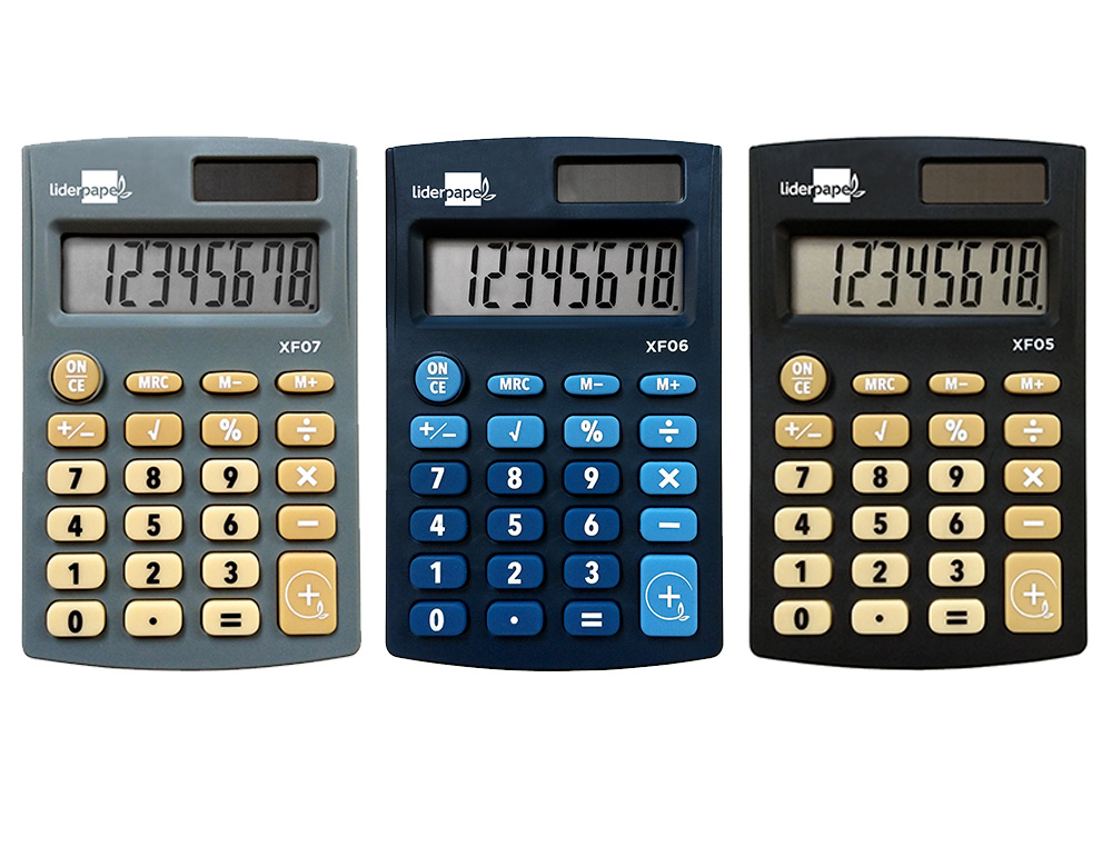 Calculadora liderpapel de bolso xf08 8 digitos solar e pilhas 98x62x8 mm expositor de 16 unidades cores sortidas ( Imagem 2 de 2 ) - Preview