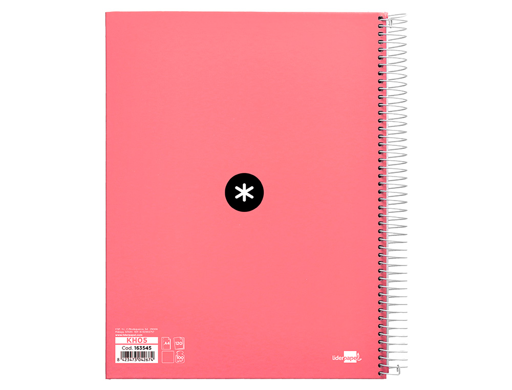 Caderno espiral liderpapel a4 micro antartik capa forrada 120f 100 gr liso 5 bandas 4 furos cor coral ( Imagem 3 de 11 ) - Preview