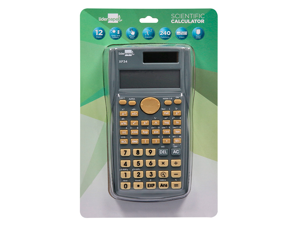 Calculadora liderpapel cientifica xf34 12 digitos 240 funcoes com tampa solar e pilhas cor cinza 156x85x20 mm ( Imagem 4 de 17 ) - Preview
