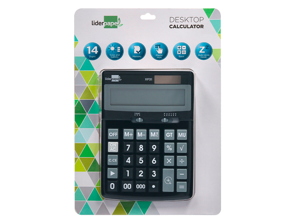 Calculadora liderpapel de secretaria xf31 14 digitos solar e pilhas cor preto 170x122x35 mm ( Imagem 3 de 15 ) - Preview