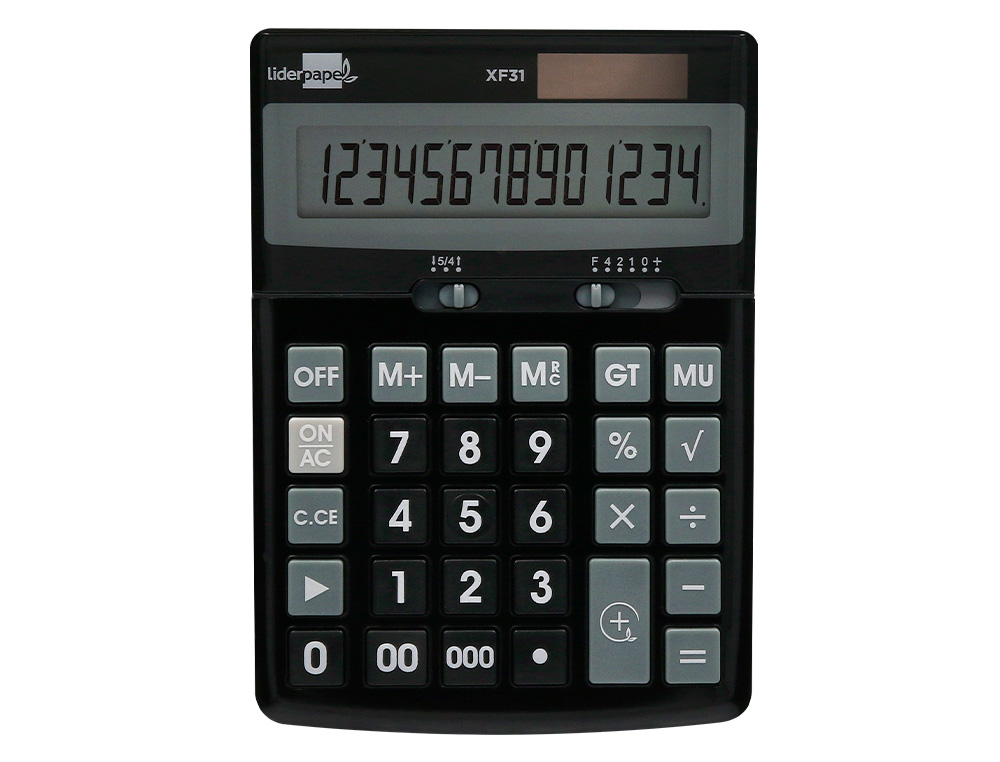 Calculadora liderpapel de secretaria xf31 14 digitos solar e pilhas cor preto 170x122x35 mm ( Imagem 5 de 15 ) - Preview