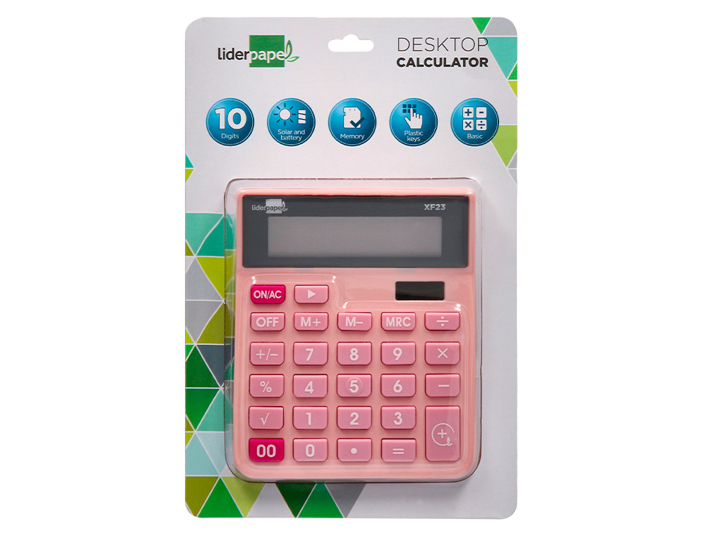 Calculadora liderpapel de secretaria xf23 10 digitos solar e pilhas cor rosa 127x105x24 mm ( Imagem 3 de 14 ) - Preview