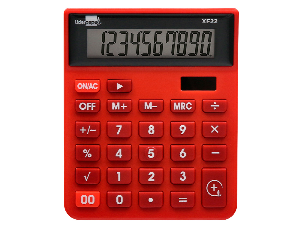 Calculadora liderpapel de secretaria xf22 10 digitos solar e pilhas cor vermelho 127x105x24 mm ( Imagem 5 de 14 ) - Preview