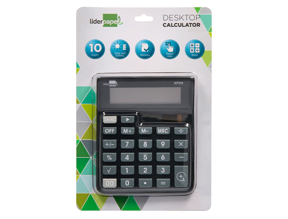 Calculadora liderpapel de secretaria xf20 10 digitos solar e pilhas cor preto 127x105x24 mm ( Imagem 3 de 13 ) - Preview