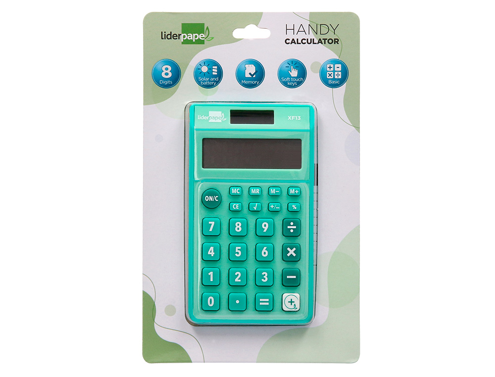 Calculadora liderpapel de bolso xf13 8 digitos solar e pilhas cor verde 115x65x8 mm ( Imagem 3 de 11 ) - Preview
