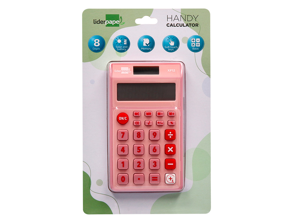 Calculadora liderpapel de bolso xf12 8 digitos solar e pilhas cor rosa 115x65x8 mm ( Imagem 3 de 11 ) - Preview