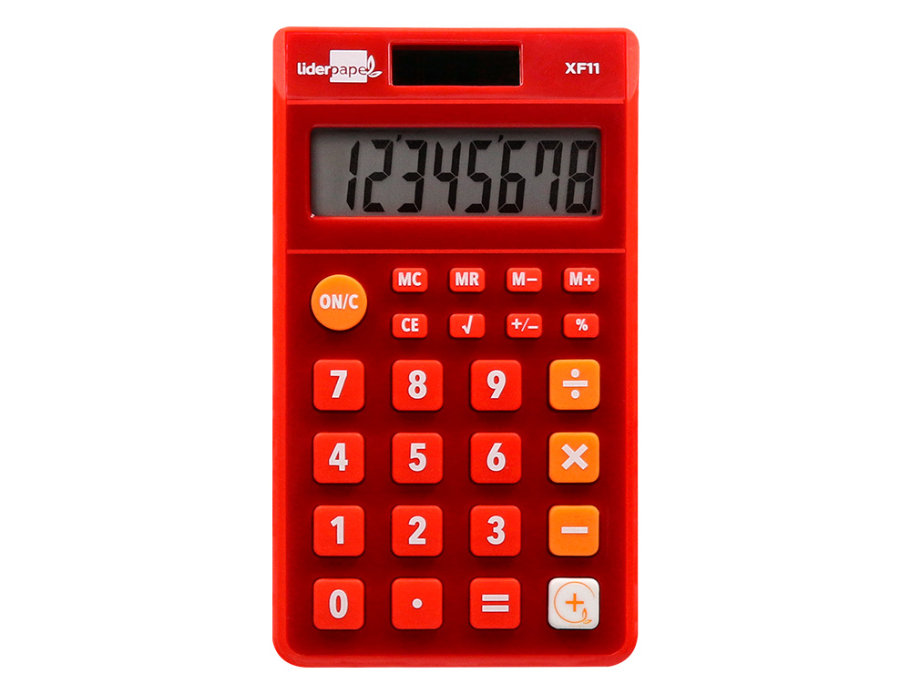 Calculadora liderpapel de bolso xf11 8 digitos solar e pilhas cor vermelho 115x65x8 mm ( Imagem 5 de 11 ) - Preview