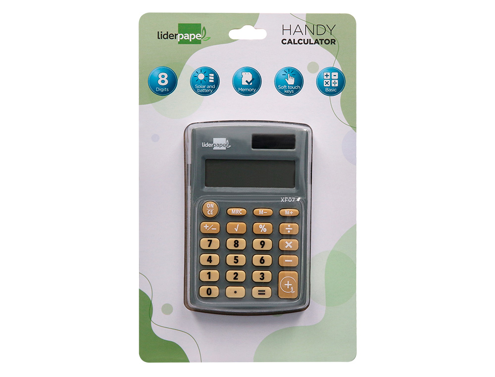 Calculadora liderpapel de bolso xf07 8 digitos solar e pilhas cor cinza 98x62x8 mm ( Imagem 3 de 11 ) - Preview