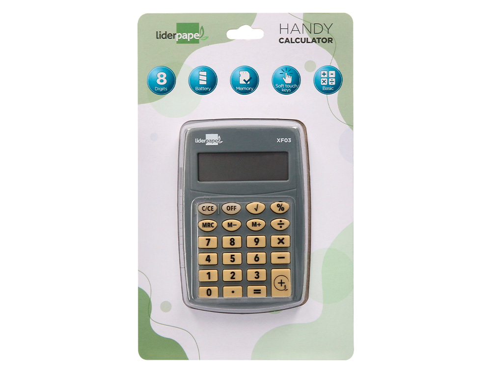 Calculadora liderpapel de bolso xf03 8 digitos pilhas cor cinza 99x64x9 mm ( Imagem 3 de 11 ) - Preview