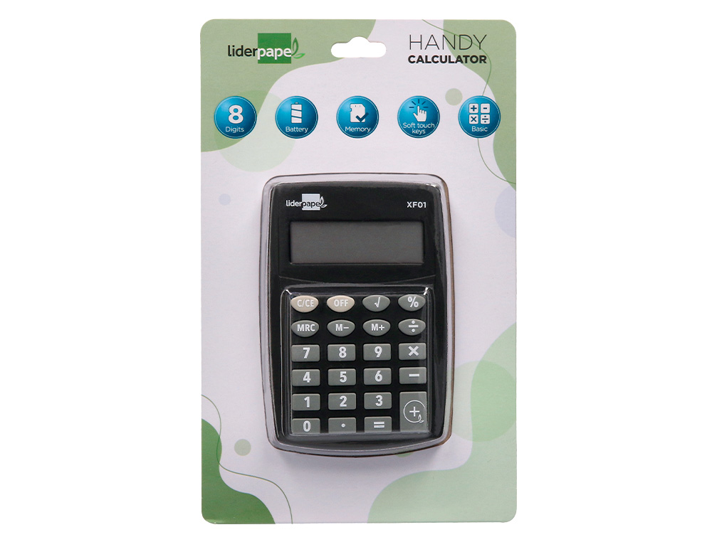 Calculadora liderpapel de bolso xf01 8 digitos pilhas cor preto 99x64x9 mm ( Imagem 3 de 11 ) - Preview