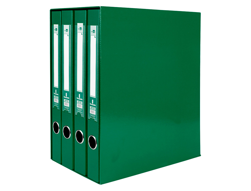 Modulo de 4 pastas de arquivo liderpapel 2 aneis folio lombada 35 mm verde ( Imagem 2 de 10 ) - Preview
