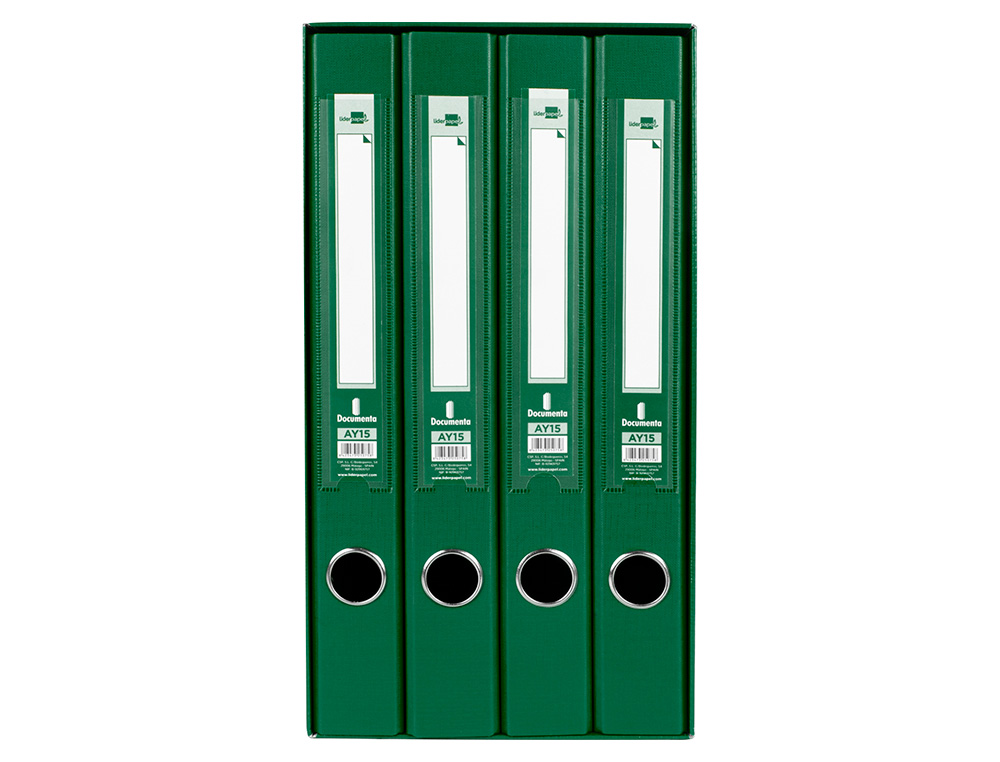 Modulo de 4 pastas de arquivo liderpapel 2 aneis folio lombada 35 mm verde ( Imagem 3 de 10 ) - Preview