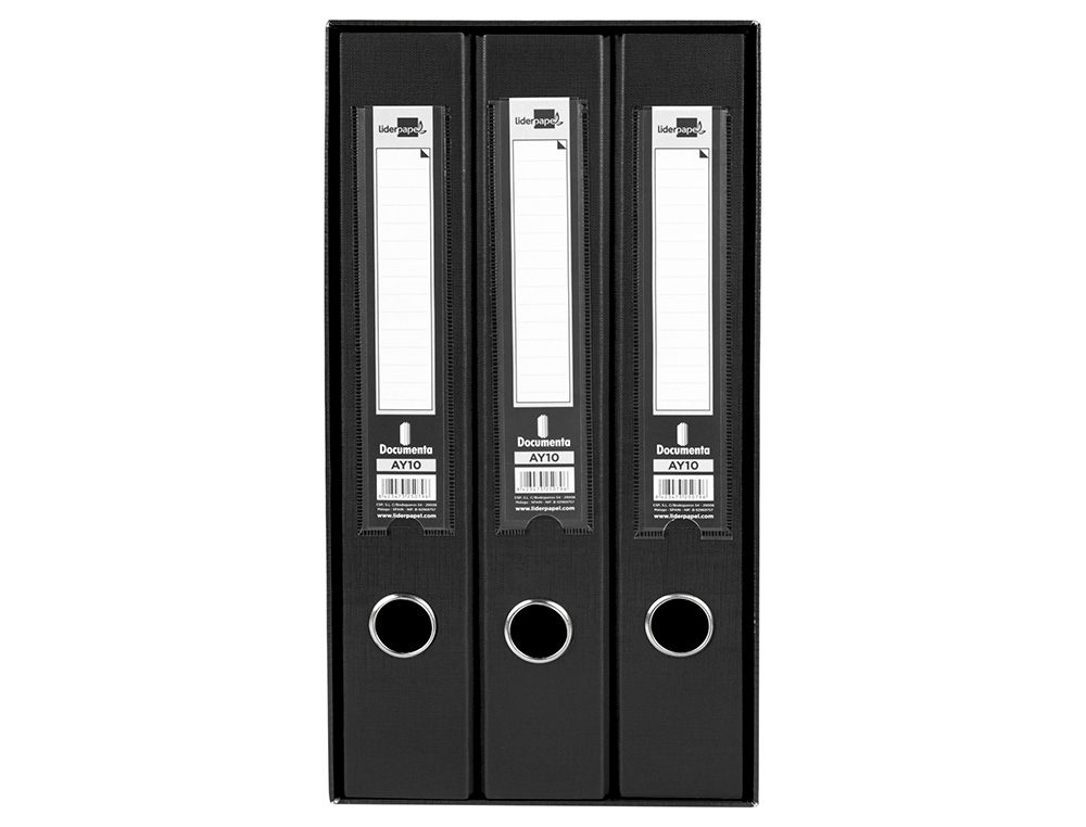 Modulo de 3 pastas de arquivo liderpapel 2 aneis folio lombada 60 mm preto ( Imagem 3 de 10 ) - Preview
