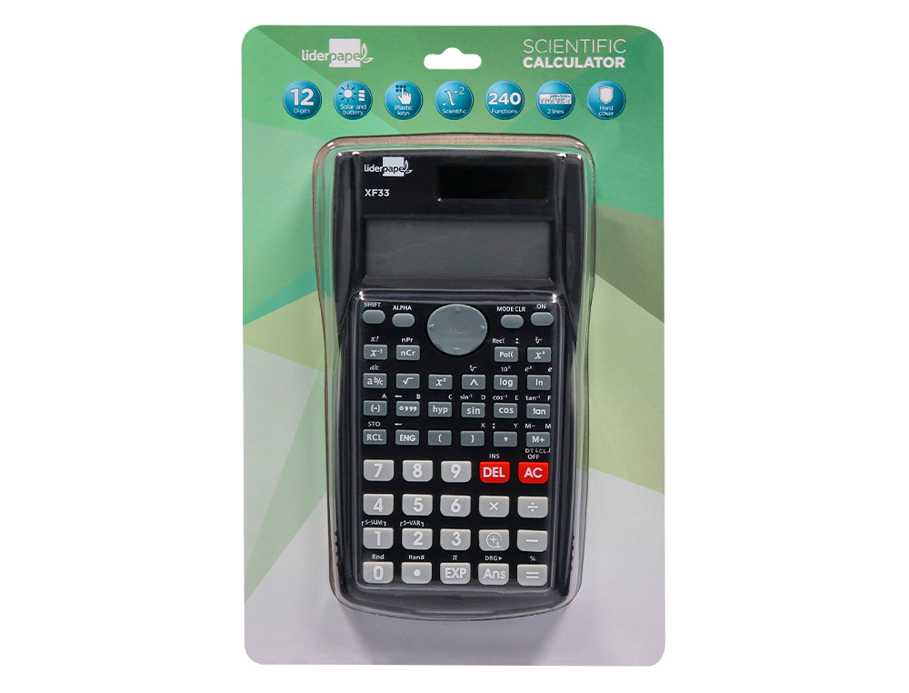 Calculadora Cientifica XF33 lIDERPAPEL 12 digitos 240 funcoes com tampa solar e pilhas cor preto 156x85x20 mm ( Imagem 3 de 17 ) - Preview