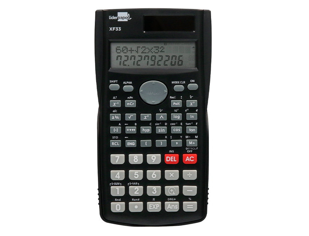 Calculadora Cientifica XF33 lIDERPAPEL 12 digitos 240 funcoes com tampa solar e pilhas cor preto 156x85x20 mm ( Imagem 5 de 17 ) - Preview