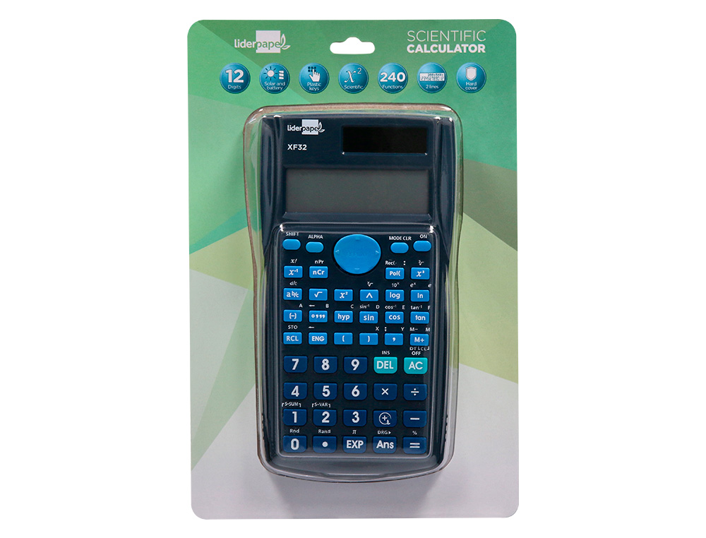 Calculadora liderpapel cientifica xf32 12 digitos 240 funcoes com tampa solar e pilhas cor azul 156x85x20 mm ( Imagem 3 de 17 ) - Preview
