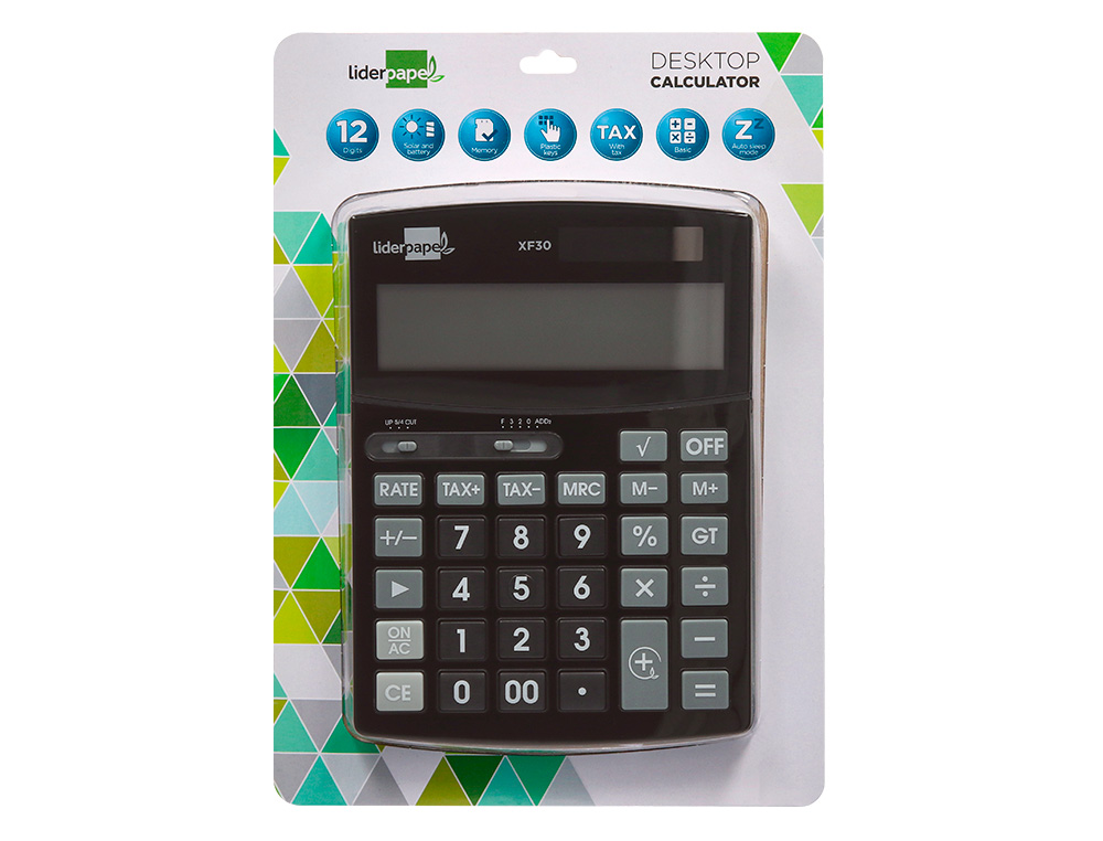 Calculadora liderpapel de secretaria xf30 12 digitos taxas solar e pilhas cor preto 190x140x25 mm ( Imagem 4 de 13 ) - Preview