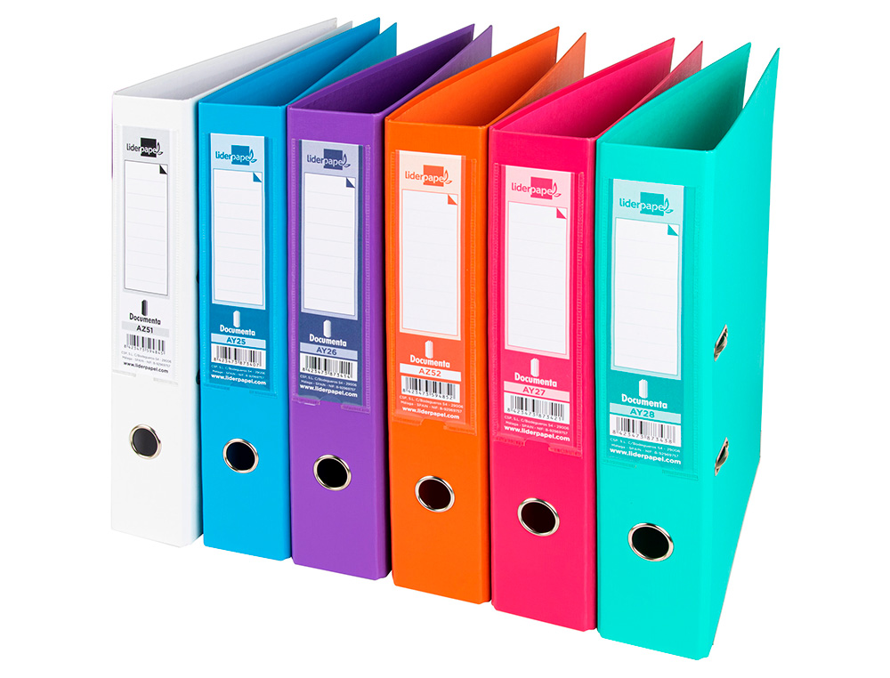 Pasta de arquivo de alavanca liderpapel documenta pvc folio lombada 75 mm cores sortidas trending branco, laranja, celes (6 unidades) ( Imagem 2 de 8 ) - Preview