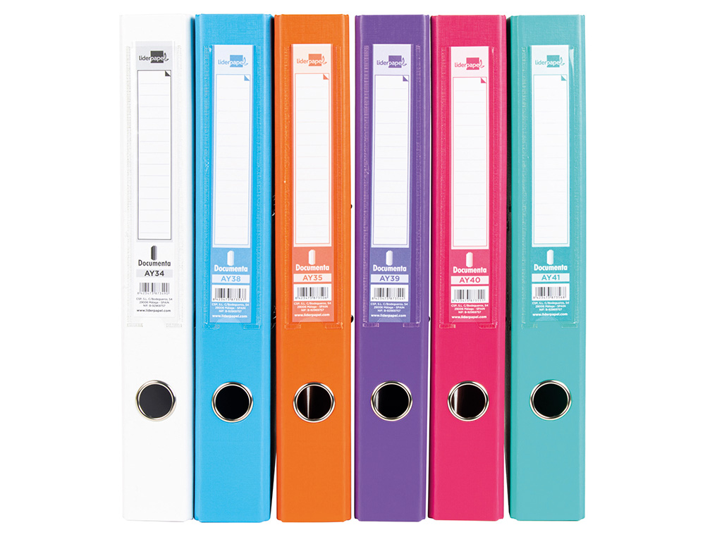 Pasta de arquivo de alavanca liderpapel documenta pvc folio lombada 52 mm cores sortidas trending branco, laranja, celes (12 unidades) ( Imagem 3 de 8 ) - Preview
