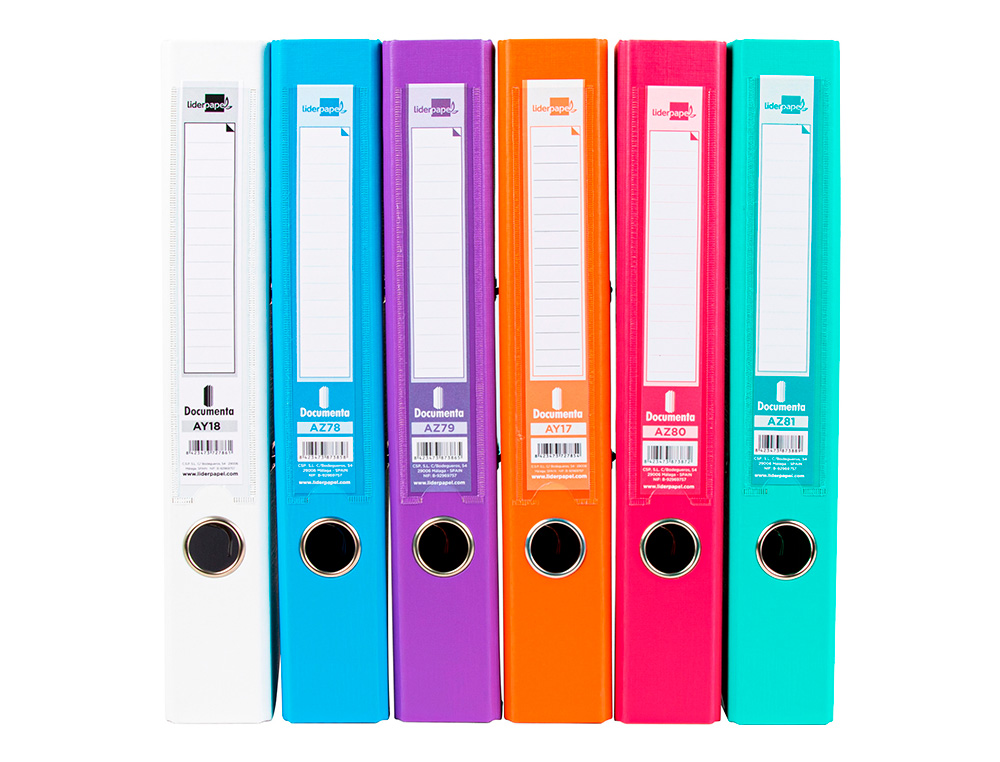 Pasta de arquivo de alavanca liderpapel documenta pvc din a4 lombada 52 mm cores sortidas trending branco, laranja, cele (6 unidades) ( Imagem 3 de 8 ) - Preview