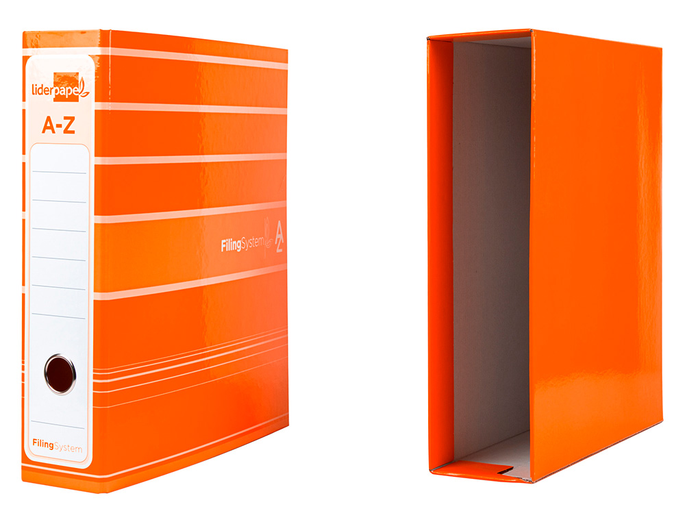 Pasta de arquivo de alavanca liderpapel filing system cartao forrado din a4 com caixa laranja ( Imagem 4 de 18 ) - Preview