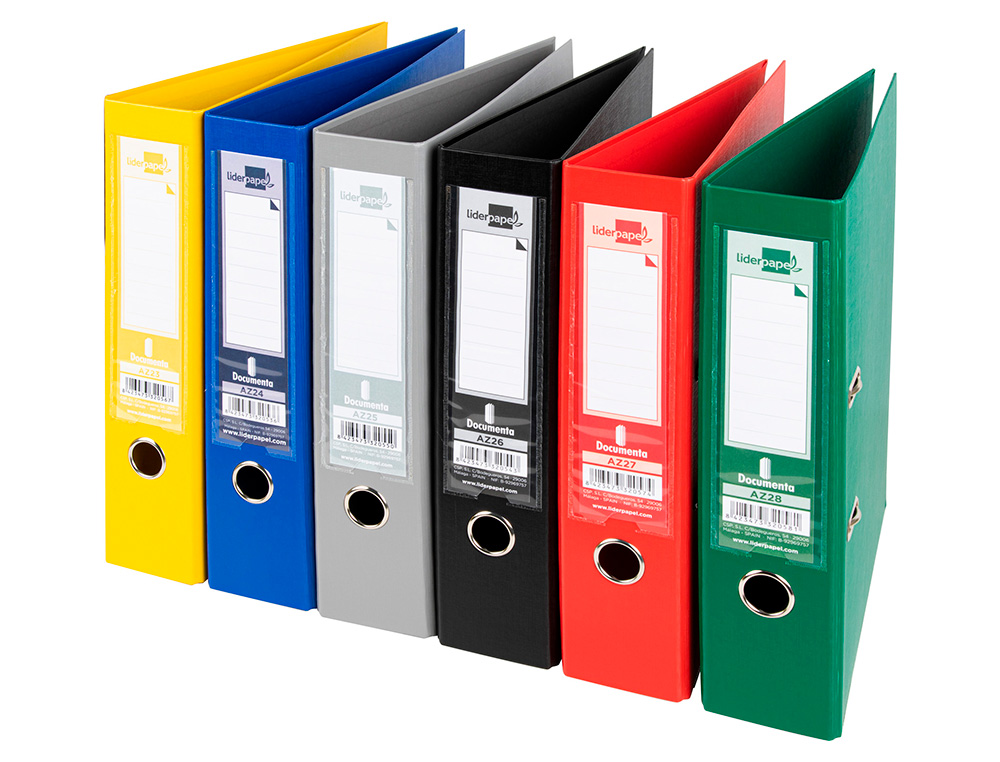 Pasta de arquivo de alavanca liderpapel documenta pvc din a4 lombada 75 mm cores sortidas classic azul cinza, preto verm (6 unidades) ( Imagem 2 de 8 ) - Preview