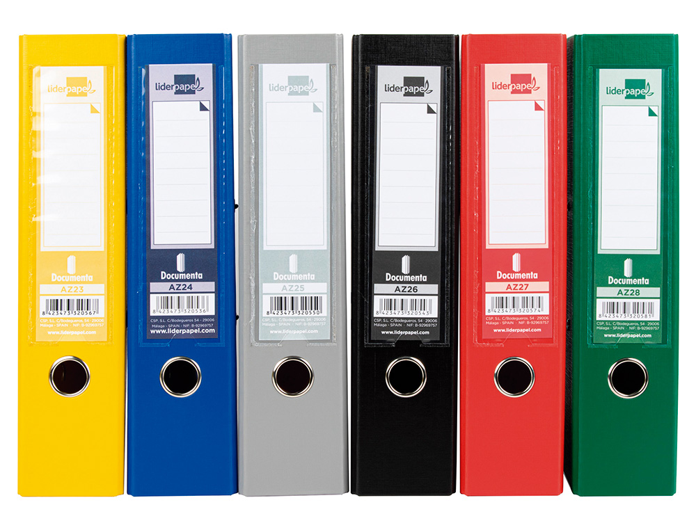 Pasta de arquivo de alavanca liderpapel documenta pvc din a4 lombada 75 mm cores sortidas classic azul cinza, preto verm (6 unidades) ( Imagem 3 de 8 ) - Preview