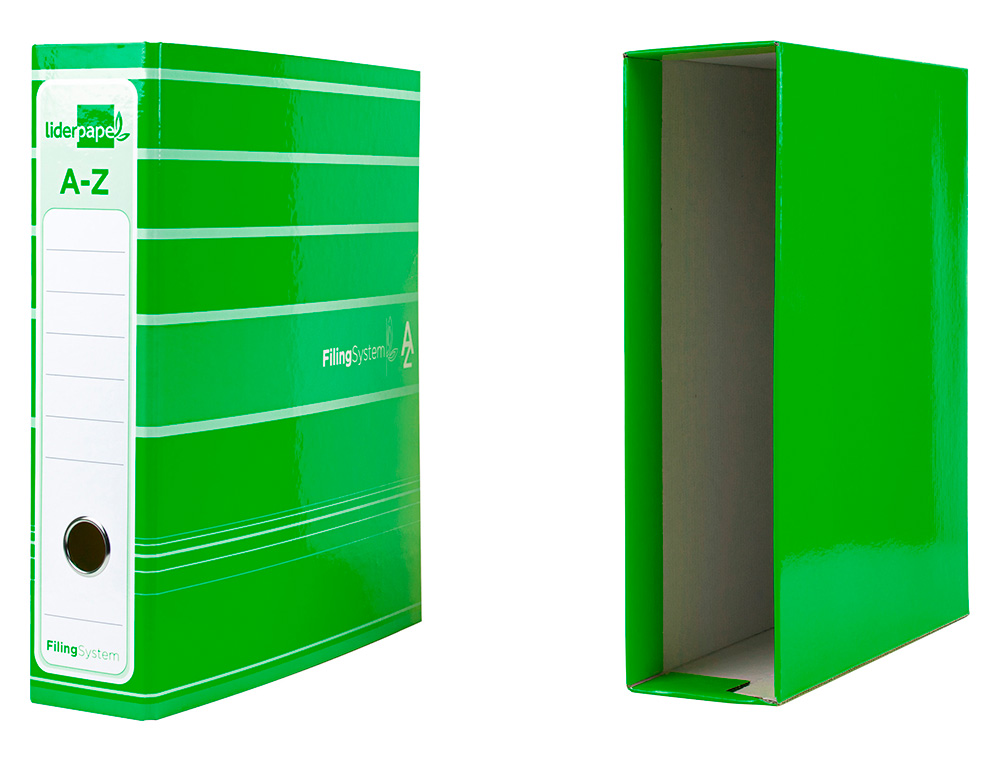 Pasta de arquivo de alavanca liderpapel filing system cartao forrado din a4 com caixa verde ( Imagem 4 de 18 ) - Preview