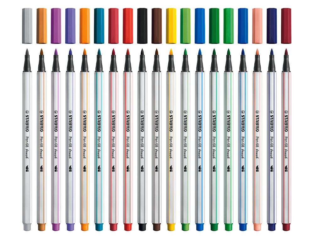 Estojo de Marcadores Stabilo Aguareláveis - Pen 68 Brush, Ponta Pincel, 12 Cores Sortidas ( Imagem 4 de 13 ) - Preview