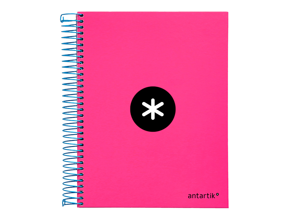 Caderno espiral liderpapel din a5 antartik 120 f 100 gr quadricula 5 mm 5 bandas de cores cor rosa f. ( Imagem 2 de 12 ) - Preview