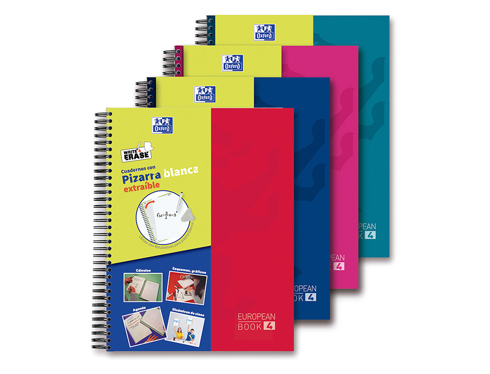Caderno espiral oxford europeanbook 5 write&erase school classic din a4+ 120 folhas quadricula 5 mm com margem (5 unidades) ( Imagem 2 de 7 ) - Preview