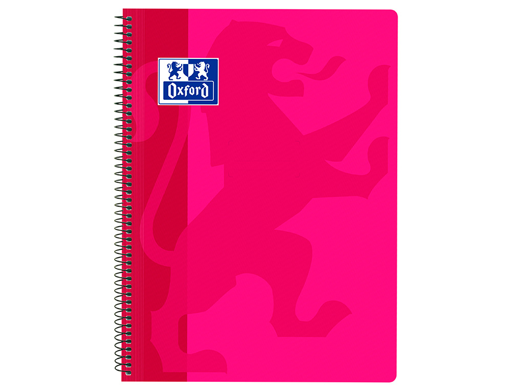 Caderno espiral oxford school classic capa polipropileno folio 80 folhas quadricula 4 mm com margem fucsia (5 unidades) ( Imagem 2 de 4 ) - Preview