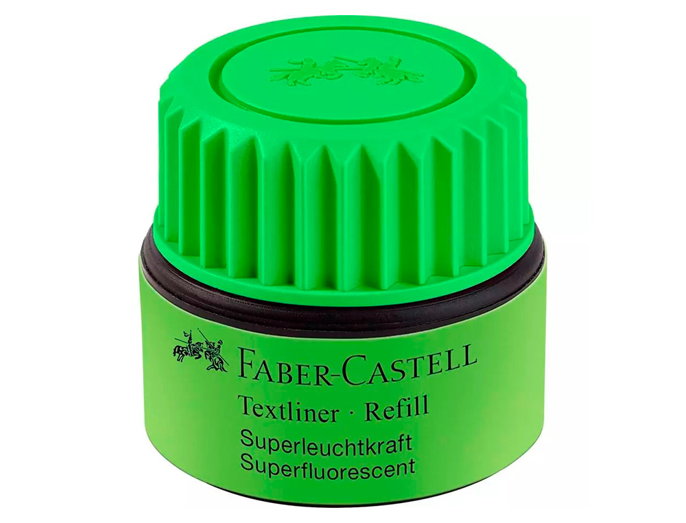 Tinta marcador faber castell fluorescente 1549 com sistema capilar cor verde frasco de 30 ml ( Imagem 2 de 4 ) - Preview