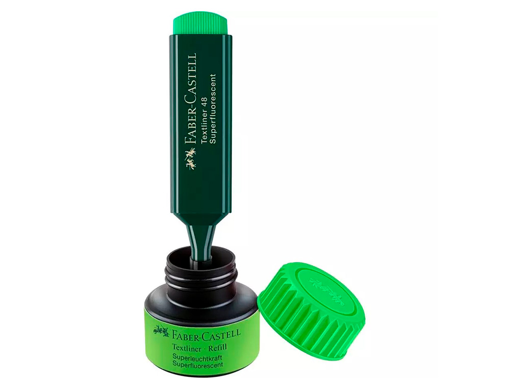 Tinta marcador faber castell fluorescente 1549 com sistema capilar cor verde frasco de 30 ml ( Imagem 3 de 4 ) - Preview