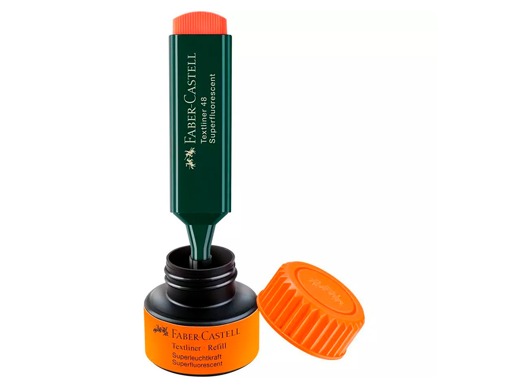 Tinta marcador faber castell fluorescente 1549 com sistema capilar cor laranja frasco de 30 ml ( Imagem 3 de 4 ) - Preview