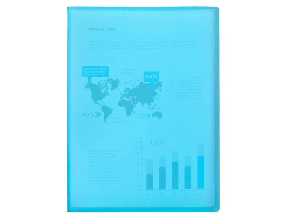 Capa catalogo liderpapel 60 bolsas polipropileno din a4 traslucida azul frosty ( Imagem 2 de 12 ) - Preview