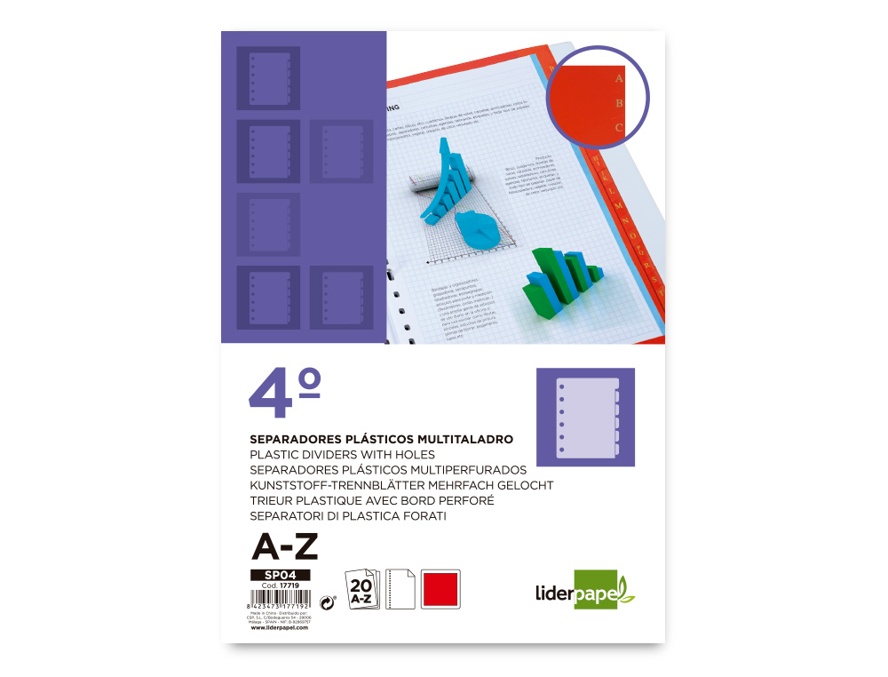 Alphabetical plastic a-z fourth paper leader divider ( Imagem 2 de 9 ) - Preview