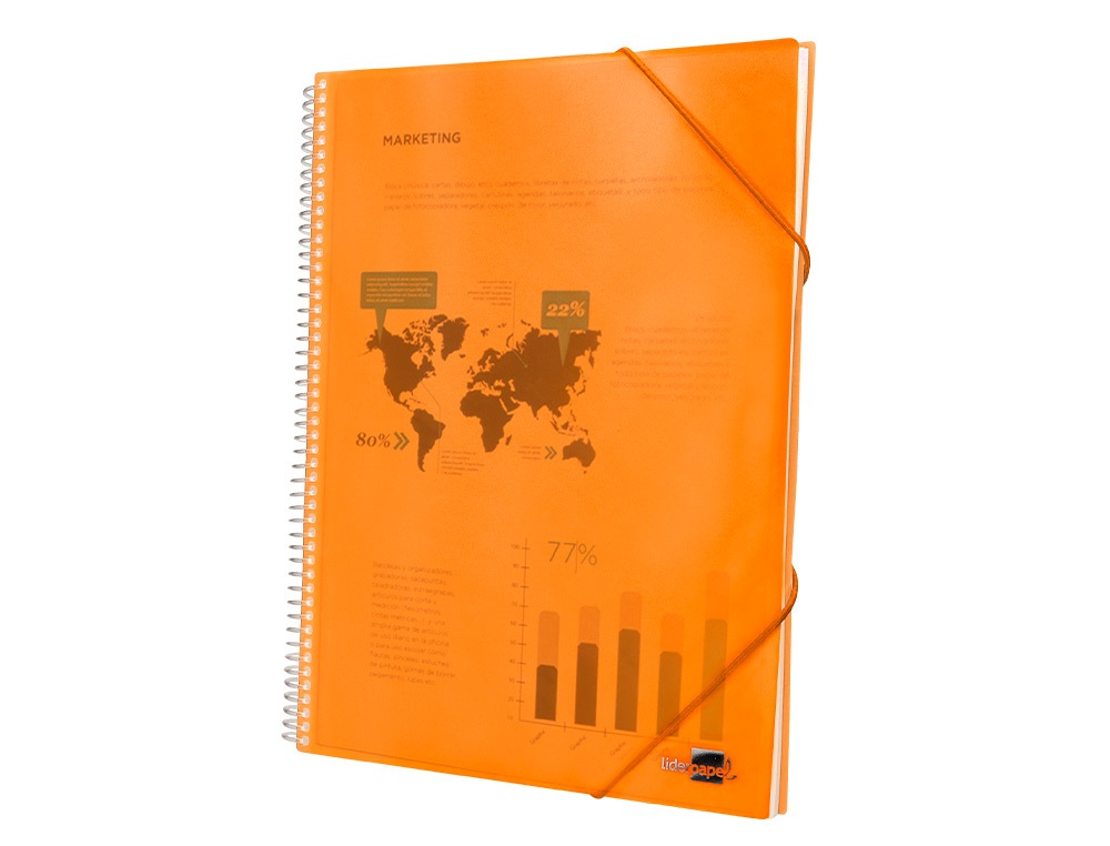 Capa catalogo liderpapel com espiral 60 bolsas polipropileno din a4 laranja ( Imagem 3 de 18 ) - Preview