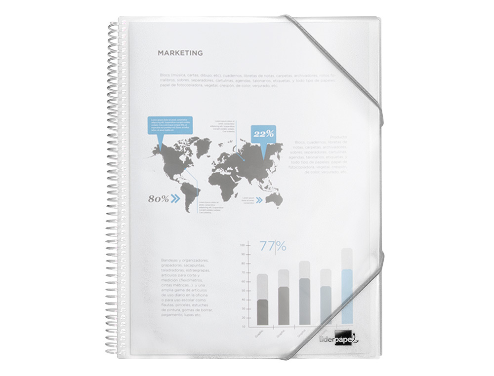 Capa catalogo liderpapel com espiral 80 bolsas polipropileno din a4 transparente ( Imagem 2 de 18 ) - Preview