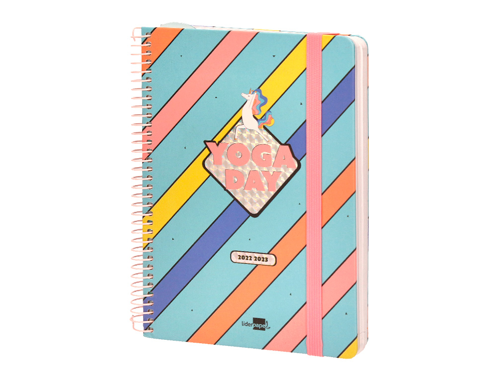 Agenda Scolaire 2025-2026 Liderpapel A5 - Vue Hebdo, Bilingue, Spirale, Papier FSC 70g, Orange