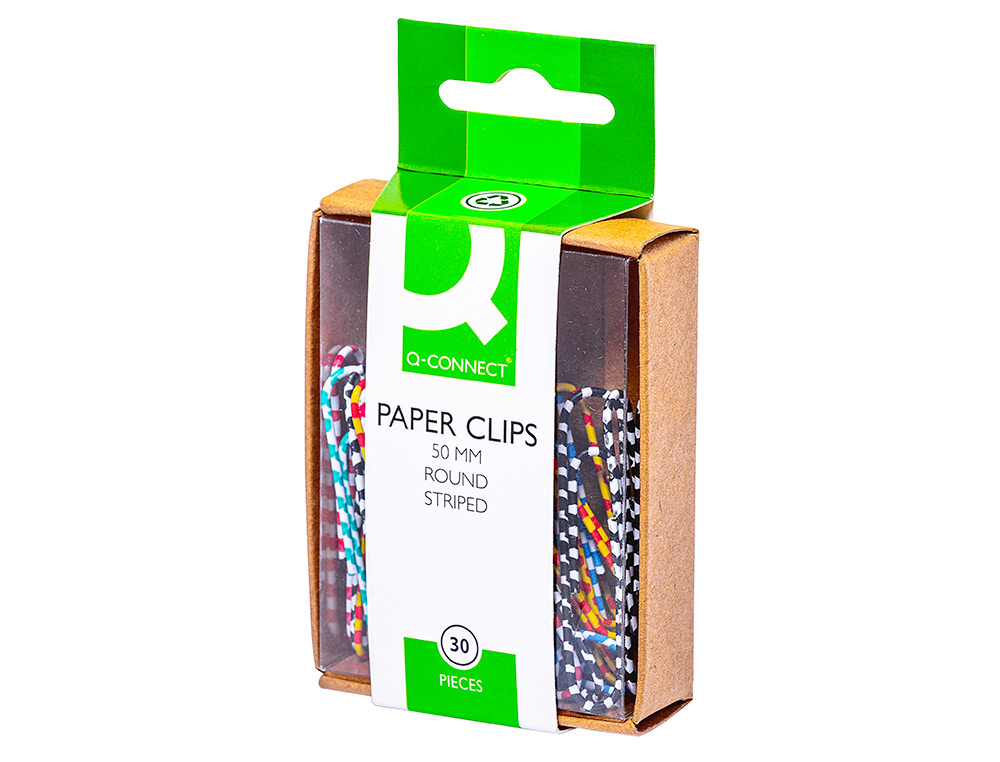 Clips de cor raiados q-connect - 50 mm caixa de 30 unidades ( Imagem 2 de 4 ) - Preview