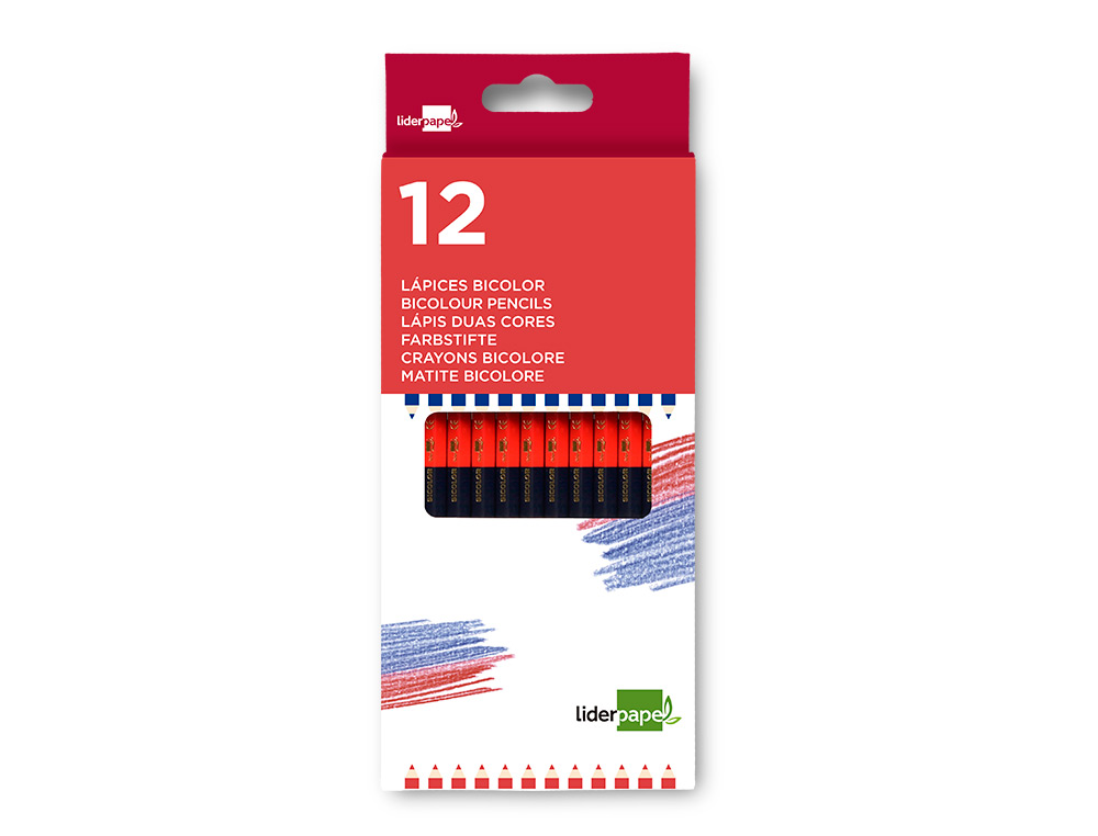 Lápis bicolor Liderpapel. Cor azul e vermelho. 12 unidades ( Imagem 5 de 6 ) - Preview