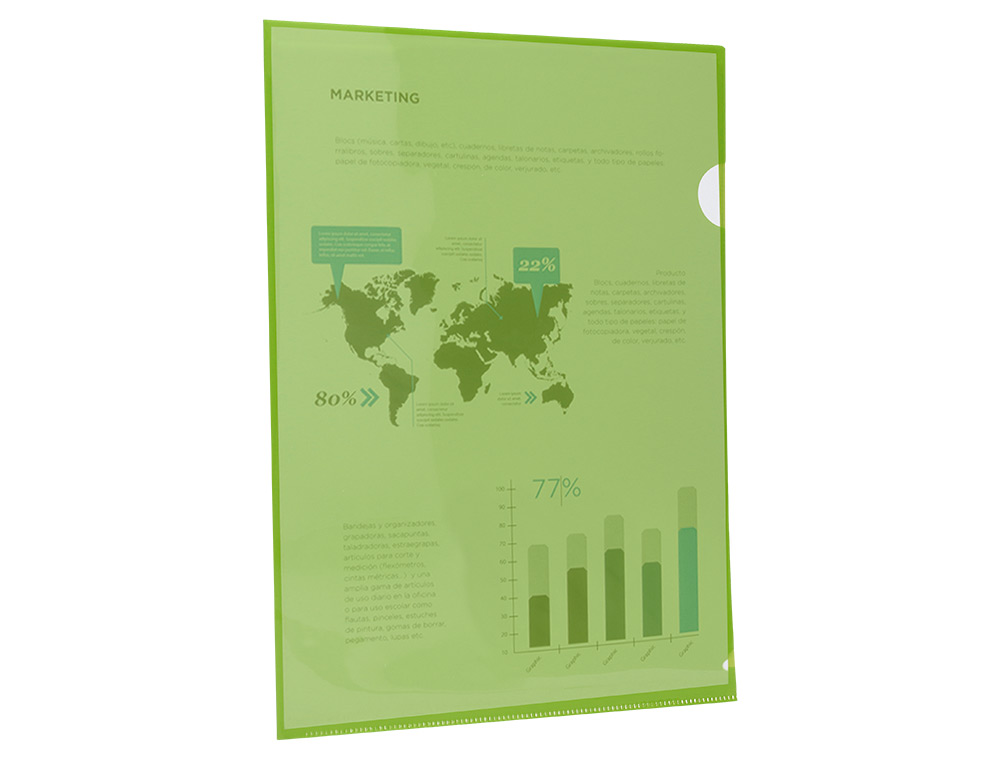 Bolsa Dossier com separador A4 Liderpapel - Verde Translúcido. 10 unidades ( Imagem 3 de 6 ) - Preview