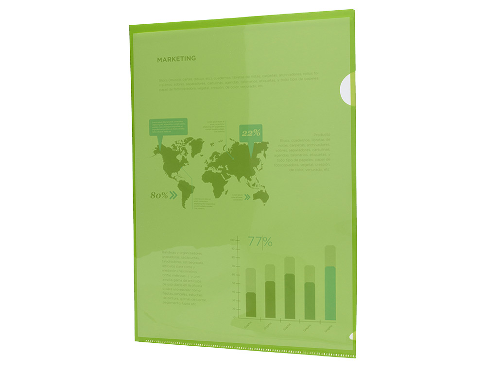 Bolsa Dossier com separador A4 Liderpapel - Verde Translúcido. 10 unidades ( Imagem 5 de 6 ) - Preview
